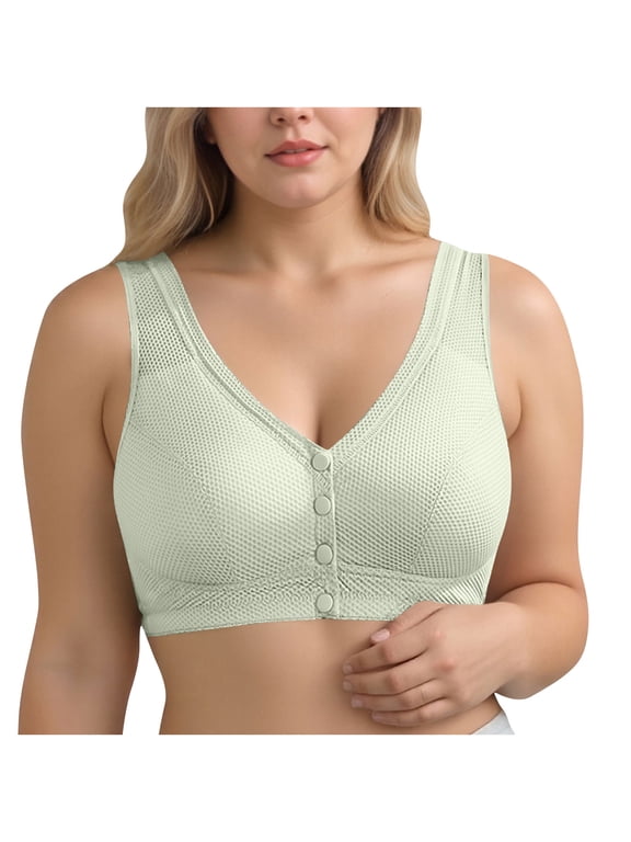 Bras for Women, Plus Size Wireless Bralette Bra, Standard Straps Full Coverage Pull-On Stretchable Ice Silk Mesh Bra