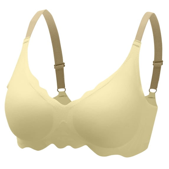 Lovzfmll Bras for Women, Seamless Wireless Everyday Bralette Bra, Standard Straps Seamless Pull-On Stretchable Removable Pad Bra