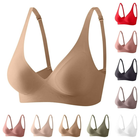 Lovzfmll Bras for Women, Seamless Wireless Push-Up Bralette Bra, Standard Straps Pull-On Stretchable Lightweight Comfort Bra