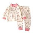 thumbnail image 1 of Lovzfmll Bunny Print Long Pants Pajama Set for Girls, Long Sleeve Round Neck Top & Jogger Pants, Sleepwear Outfits for Infant 6-9 Months, 1 of 3