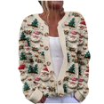 thumbnail image 1 of Lovzfmll Cardigan Sweaters for Women, Christmas Print Solid Color Cardigan, Open Front Button Down Sweater, Winter Clothing, 1 of 2