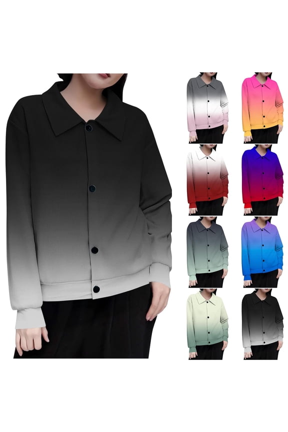Cardigan Sweaters for Women, Everyday Ombre Button Down Tops Women Fall Clothes Ribbed Early Fall Fashion