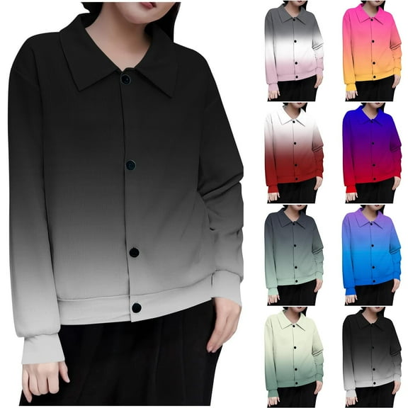 Lovzfmll Cardigan Sweaters for Women, Everyday Ombre Button Down Tops Women Fall Clothes Ribbed Early Fall Fashion