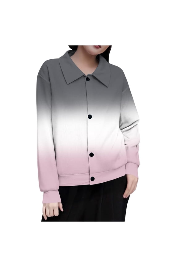Cardigan Sweaters for Women, Everyday Ombre Button Down Tops Women Fall Clothes Ribbed Early Fall Fashion