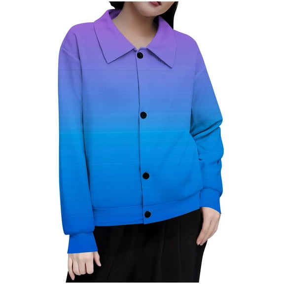 Lovzfmll Cardigan Sweaters for Women, Everyday Ombre Button Down Tops Women Fall Clothes Ribbed Early Fall Fashion