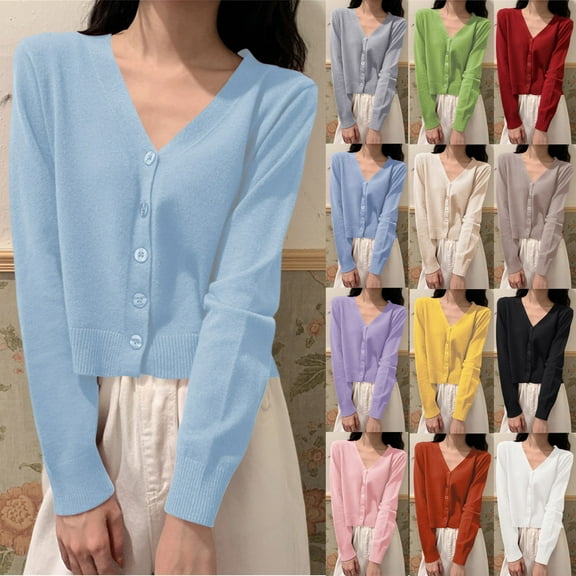 Lovzfmll Cardigan Sweaters for Women, Knit Outerwear Women Fall Clothes Ribbed Early Fall Fashion