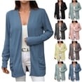 thumbnail image 1 of Lovzfmll Cardigan Sweaters for Women, Pockets Knit Outerwear Mid-Length Tops Women Fall Clothes Ribbed Early Fall Fashion, 1 of 8