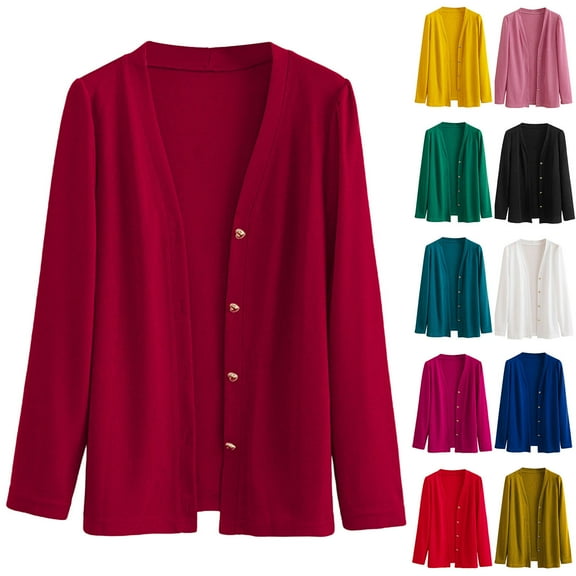 Lovzfmll Cardigan Sweaters for Women, Solid Color Open Front Cardigan, Button Down Chic Sweater, Fall Clothing
