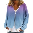 thumbnail image 1 of Lovzfmll Cardigan Sweaters for Women, Trendy Ombre Thermal Plush Zip Up Tops Outerwear Women Fall Clothes Ribbed Early Fall Fashion, 1 of 5