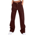 thumbnail image 1 of Lovzfmll Cargo Pants for Women, Button Front Utility Trousers, Loose Fit Casual Joggers with Multiple Pockets Wine, L, 1 of 8