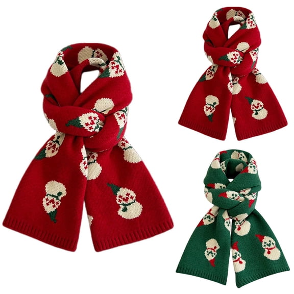 Lovzfmll Christmas Red Scarf for Women & Men, Cute Snowman Pattern Soft Knitted Long Scarf, Fall Winter Holiday Gift