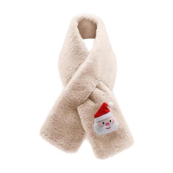Lovzfmll Christmas Scarf for Boys Girls, Ultra-Soft Plush Cozy Warm Cross Tie, Cute Cartoon Winter Holiday Gift for 1-15 Years