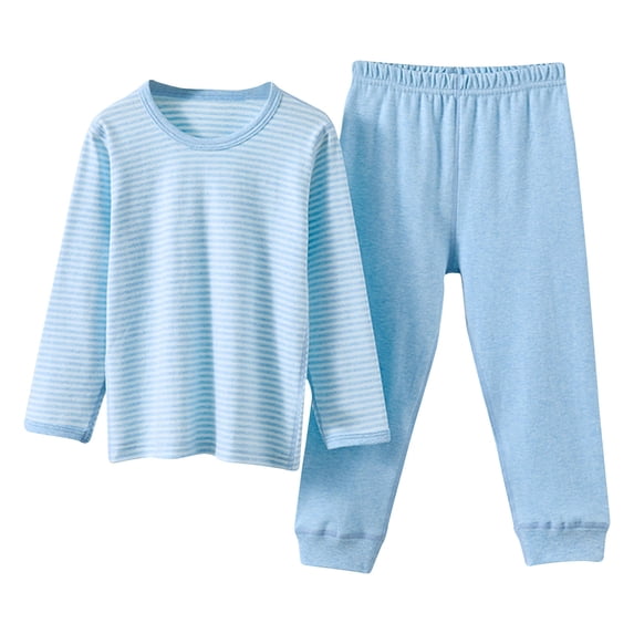 Lovzfmll Cotton Thermal Underwear Set, Long Sleeve Round Neck Top & Jogger Pants for Boys & Girls, Sleepwear Outfits for Kids 5-6 Years