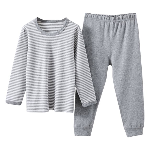 Lovzfmll Cotton Thermal Underwear Set, Long Sleeve Round Neck Top & Jogger Pants for Boys & Girls, Sleepwear Outfits for Kids 7-8 Years