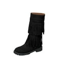 thumbnail image 1 of Lovzfmll Cowboy Boots for Women, Western Fringe Knee High Mid Heel, Low Heel Round Toe Cowgirl Boots Fall Black Boots, 1 of 9