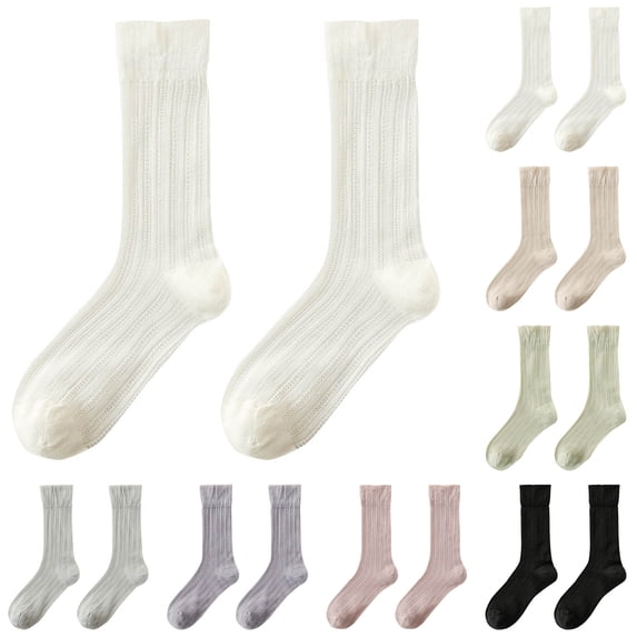 Lovzfmll Crew Socks for Women, Ultra-Thin Ice Silk Slouch Socks, Sweat-Absorbing Mid-Calf Stockings Green, Free Size