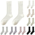 thumbnail image 1 of Lovzfmll Crew Socks for Women, Ultra-Thin Ice Silk Slouch Socks, Sweat-Absorbing Mid-Calf Stockings Purple, Free Size, 1 of 4