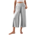 thumbnail image 1 of Lovzfmll Joggers Pants women 2024! Women's Wide Leg Cropped Pants with Pockets Light Weight Comfy Casual Pajama Pants Gray XL, 1 of 8