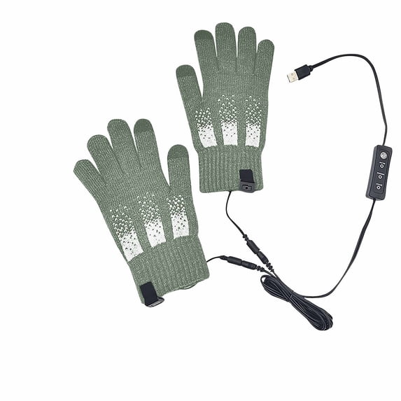 Lovzfmll Electric Heated Gloves, Rechargeable Full Finger Winter Gloves for Men and Women, Adjustable Warmth Settings, Washable, Green