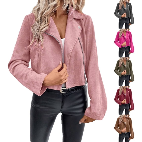 Lovzfmll Fall Jackets for Women, Casual Zip Up Tops Overcoat Short Women Fall Clothes Outerwear Early Fall Fashion