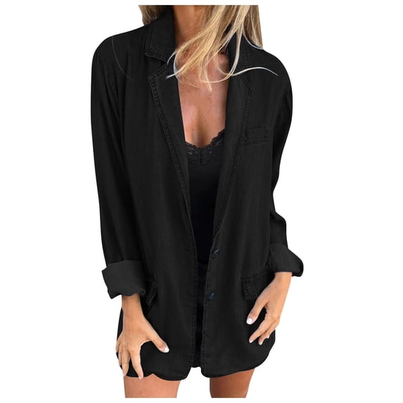 Lovzfmll Fall Jackets for Women, Denim Tops Overcoat Jean Jacket Women Casual Outerwear Women Fall Clothes