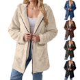thumbnail image 1 of Lovzfmll Fall Jackets for Women, Solid Color Hooded Jacket, Plush Zip Up Fleece with Pockets, Fall Winter Clothing, 1 of 9