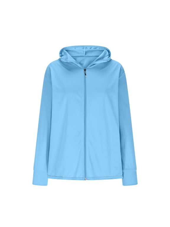 Fall Jackets for Women, Solid Color UPF Sun Protection Hoodie, Zip Up Casual Jacket, Fall Clothing