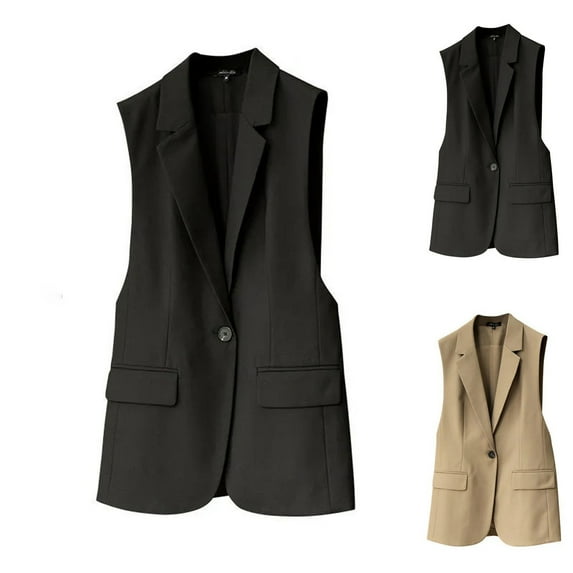Lovzfmll Fall Jackets for Women, Solid Color V-Neck Vest, Sleeveless Chic Blazer, Fall Clothing