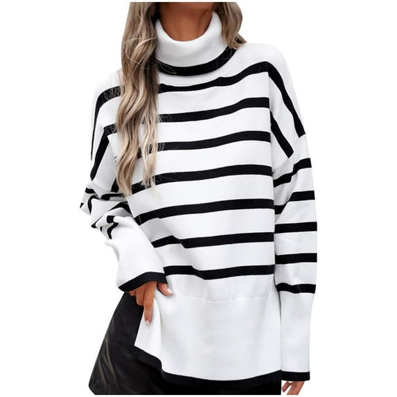 Lovzfmll Fashion Women Fall and Winter Comfortable Casual Daily Solid Color V-Neck Turtleneck Long Sleeve Loose Soft Warm Pullover Double Knit Sweater Tops Army Green M