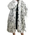 thumbnail image 1 of Lovzfmll Faux Fur Coat Women Long, Luxury Plush Fox Fur Pattern Trench, Elegant Winter Dressy Coat for Evening Party, 1 of 9