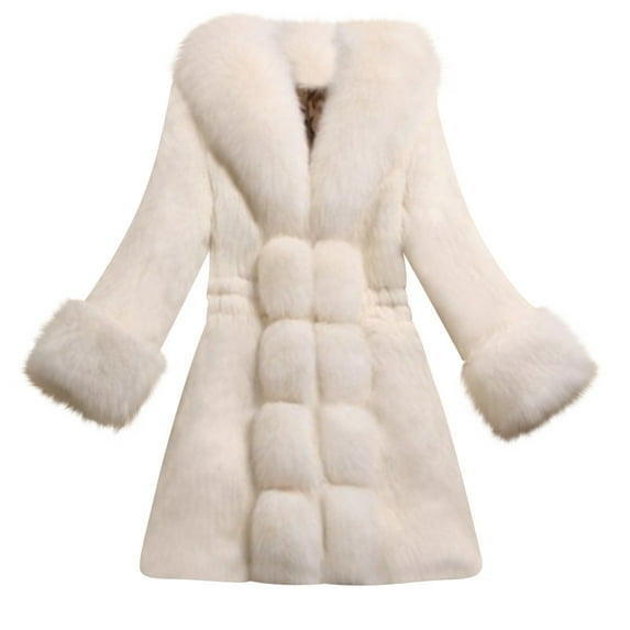 Lovzfmll Faux Fur Coat for Women, Solid Color Plush Long Sleeve Jacket, Luxury Soft Winter Top for Casual Elegance