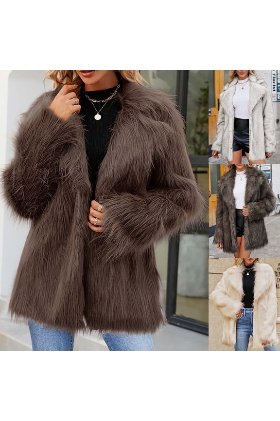 Faux Fur Coat for Women, Solid Color Stand Collar Plush Jacket, Luxury Soft Winter Coat for Casual Elegance