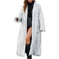 thumbnail image 1 of Lovzfmll Faux Fur Coat for Women, Solid Color V-Neck Plush Trench, Elegant Warm Winter Coat for Formal Events, 1 of 9