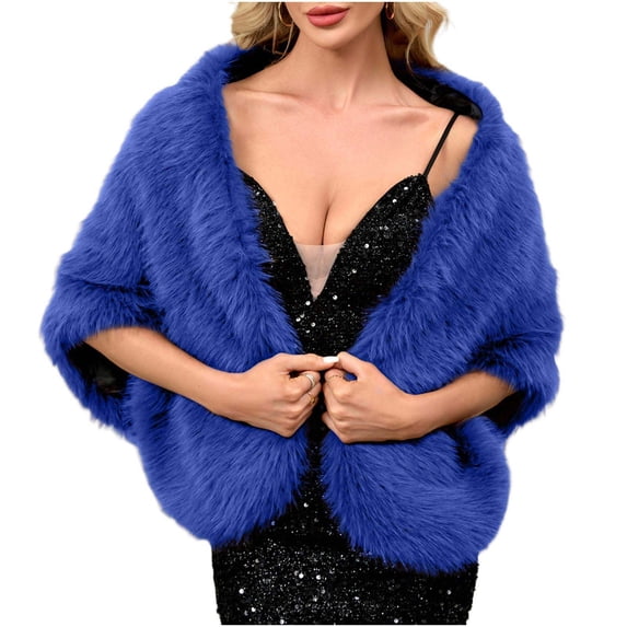 Lovzfmll Faux Fur Shawl Scarf for Women, Ultra-Soft Plush Warm Winter Shrugs, Elegant Cloak Cape for Dressy Bridal Wedding Party Gift
