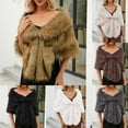thumbnail image 1 of Lovzfmll Faux Fur Shawl Wrap for Women, Ultra-Soft Shrug Plush Warm Cloak Cape for Winter Bridal Wedding Party Gift, 1 of 9