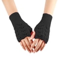 thumbnail image 1 of Lovzfmll Fingerless Knit Gloves for Women, Heart Pattern Arm Warmers, Unisex Open Finger, Wrist Warmers for Cold Weather, Black, 1 of 5