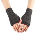 thumbnail image 1 of Lovzfmll Fingerless Knit Gloves for Women, Heart Pattern Arm Warmers, Unisex Open Finger, Wrist Warmers for Cold Weather, Dark Gray, 1 of 5