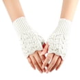 thumbnail image 1 of Lovzfmll Fingerless Knit Gloves for Women, Heart Pattern Arm Warmers, Unisex Open Finger, Wrist Warmers for Cold Weather, White, 1 of 4
