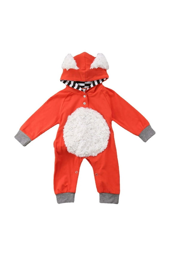 Fox Costume Onesie, Cute Animal Jumpsuit, Long Sleeve Snap Closure, Fun Cosplay Pajamas for Toddler Kids, Photo Prop Loungewear for 1-6 Months
