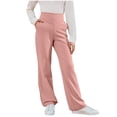 thumbnail image 1 of Lovzfmll Girl's Back to School Flare Pants, Solid Color Elastic Waist Trousers with Pockets, Student Uniform Casual Bottoms for Kids 9-10 Years, 1 of 7