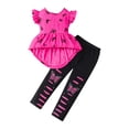 thumbnail image 1 of Lovzfmll Girl's Butterfly Flutter Set, Short Sleeve Ruffle Top & Relaxed Pants, Casual Summer Outfits for Kids 6-7 Years, 1 of 9