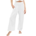thumbnail image 1 of Lovzfmll Girl's High Waist Linen Wide Leg Pants, Casual Trousers with Pockets, Comfortable Full-Length Bottoms for Kids 4-5 Years, 1 of 7
