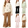 thumbnail image 1 of Lovzfmll Girl's Knit Set, Long Sleeve Top & Pants, Casual Warm Wear for Little Girls, 5-6 Years, 1 of 6