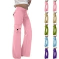 thumbnail image 1 of Lovzfmll Girl's Solid Color Casual Trousers, Front Button & Tie Waist Pants with Pockets, Everyday Fashion Bottoms for Kids 11-12 Years, 1 of 6