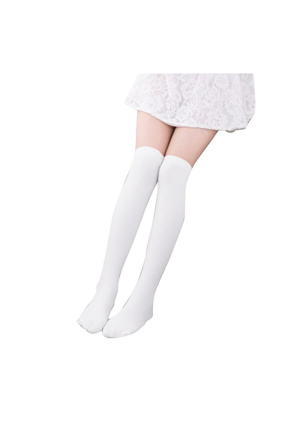 Girls Knee High Socks, Solid Color Velvet Soft Over The Knee Long Socks Plush Warm Winter Dress Socks for Kids Teens 7-20 Years