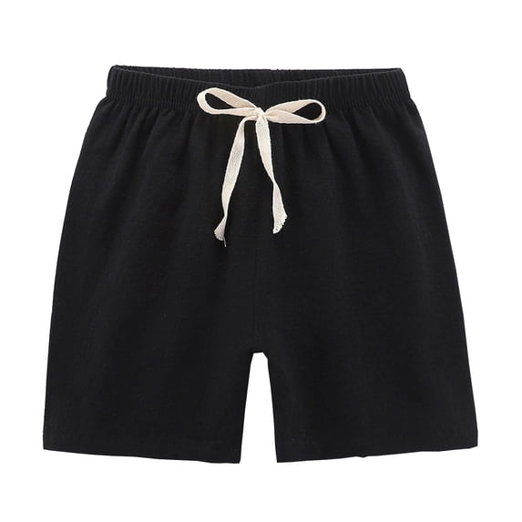 Lovzfmll Girls' Linen-Blend Shorts, Solid Color Lightweight Casual Shorts for Summer, Breathable Play Wear for Kids 6-7 Years
