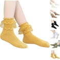 thumbnail image 1 of Lovzfmll Girls Socks 3-Pair Pack Lace Trim Crew Socks Breathable Mesh Cute Princess Socks Casual Socks for Toddler Kids 1-15 Years, 1 of 4