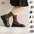 thumbnail image 1 of Lovzfmll Girls Socks 3-Pair Pack Ruffle Stacked Slouch Socks Mid-Calf Crew Socks Cotton Soft Socks for Toddler Kids Winter, 1 of 6