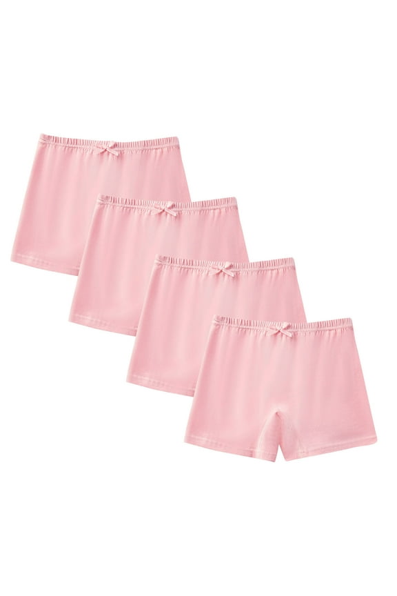 Girls' Underwear 4-Pack Solid Color Boxer Shorts, Cotton Comfort Panties, Breathable Everyday Shorts for Toddlers and Kids with Soft Waistband for 2-14 Years