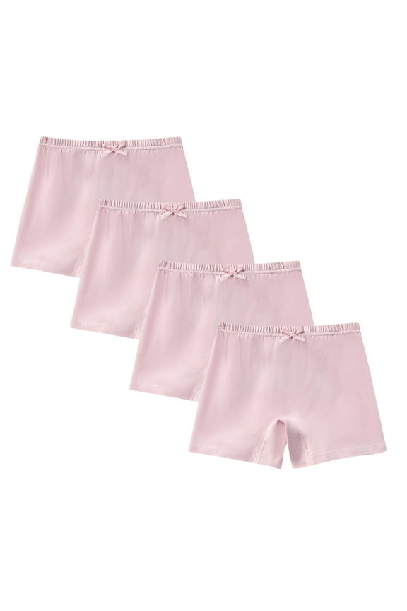 Girls' Underwear 4-Pack Solid Color Boxer Shorts, Cotton Comfort Panties, Breathable Everyday Shorts for Toddlers and Kids with Soft Waistband for 2-14 Years
